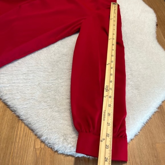 SHEIN Womens Red Bishop Sleeve Button Mock Neck LS Top Balloon Sleeve Size Large - Picture 10 of 11